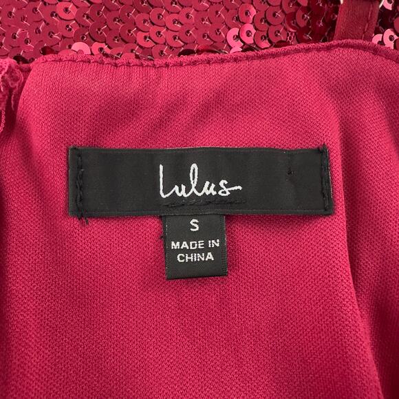 Lulus 'Below‎ The Stars' Red wine Women’s Sequin Asymmetrical Dress Size Small - Picture 7 of 16